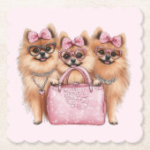 Modische Spitz Hunde rosa Purpur Untersetzer (Vorderseite)