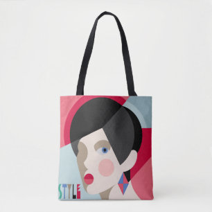 Modische stilvolle Frau. Modernistin h Tasche