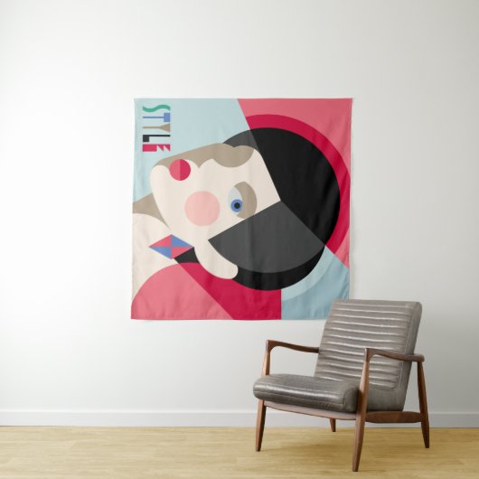 Modische stilvolle Frau. Modernistin h Wandteppich (Beispiel (Horizontal))