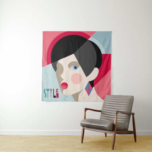 Modische stilvolle Frau. Modernistin h Wandteppich (Beispiel)
