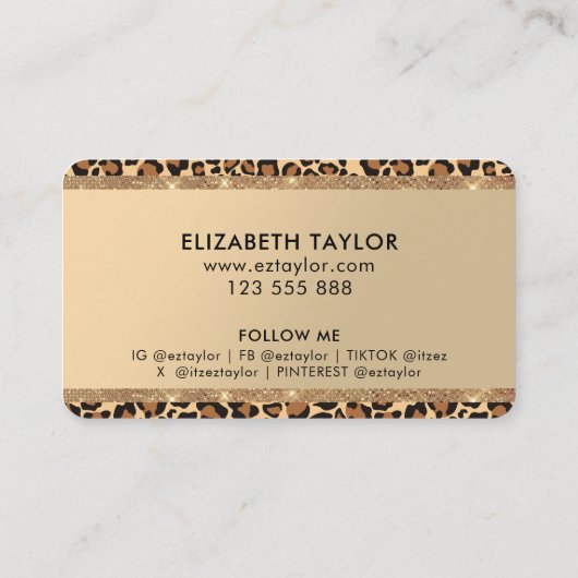 Modische Tierdruckkarte Visitenkarte (Rückseite)