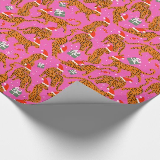 Modische Tiger mit roten Lippen und Hüten, Umhüllu Geschenkpapier (Ecke)