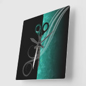 Modische Türkis-Friseursalonuhr Quadratische Wanduhr (Winkel)