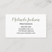 Modische unbedeutende moderne einfache weise visitenkarte (Rückseite)