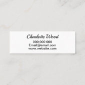 Modische unbedeutende moderne schwarze mini visitenkarte (Rückseite)