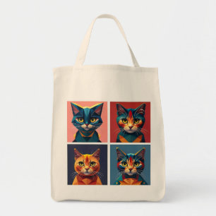 Modische Vier-Panel-Katzen Geometrische Stylist-Ta Tragetasche
