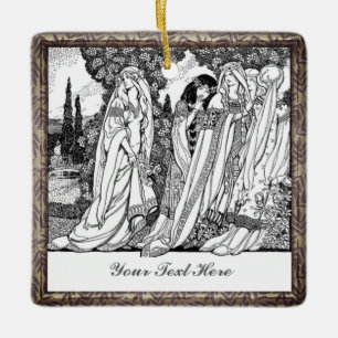 Modische Vintage Damen Keramik Ornament