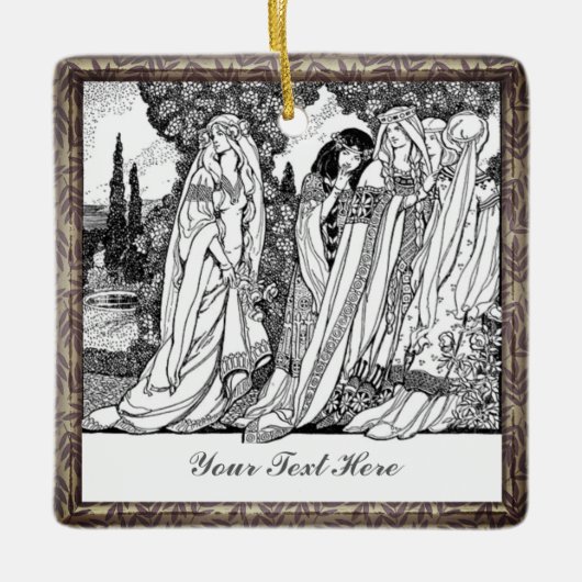 Modische Vintage Damen Keramik Ornament (Vorderseite)