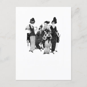 Modische Vintage Damen mit Sonnenschirmen Schlüsse Postkarte