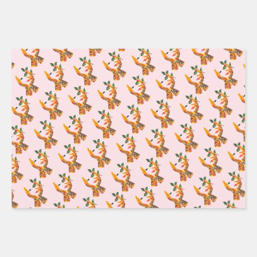 Modische Vintage Frauen jingle Geschenkpapier Set (Vorderseite 3)