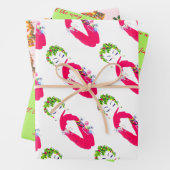 Modische Vintage Frauen jingle Geschenkpapier Set (Beispiel)