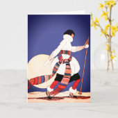 Modische Vintage Schneeschuhwanderung Karte (Gelbe Blume)