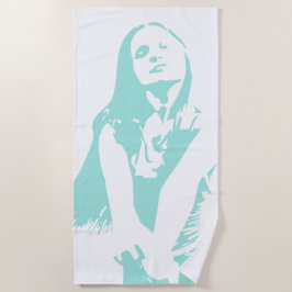 Modische Wasserfarbtanzung Girl Silhouette Strandtuch