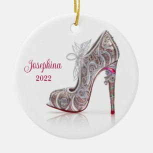 Modische Weihnachtsschuhe Stiletto High Heel Shoe Keramik Ornament