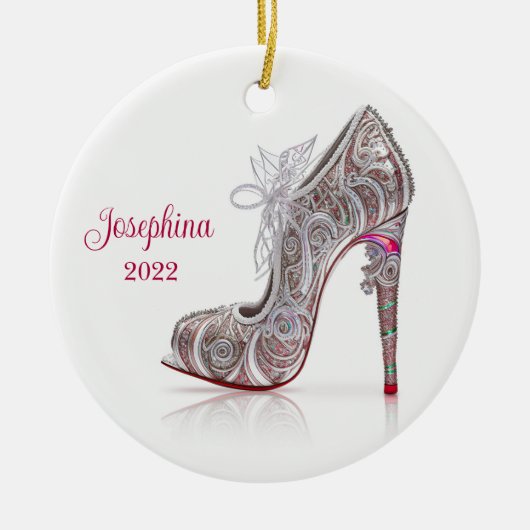 Modische Weihnachtsschuhe Stiletto High Heel Shoe Keramik Ornament (Vorne)