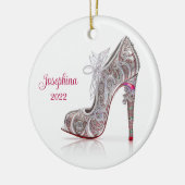 Modische Weihnachtsschuhe Stiletto High Heel Shoe Keramik Ornament (Links)