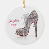 Modische Weihnachtsschuhe Stiletto High Heel Shoe Keramik Ornament (Hinten)