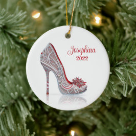 Modische Weihnachtsschuhe Stiletto High Heel Shoe Keramik Ornament