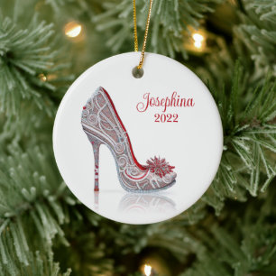 Modische Weihnachtsschuhe Stiletto High Heel Shoe Keramik Ornament