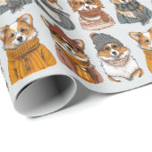 Modische Welsh Corgi Hunde Geschenkpapier (Rolleneckpunkt)