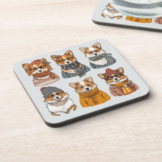 Modische Welsh Corgi Hunde Getränkeuntersetzer (Linke Seite)