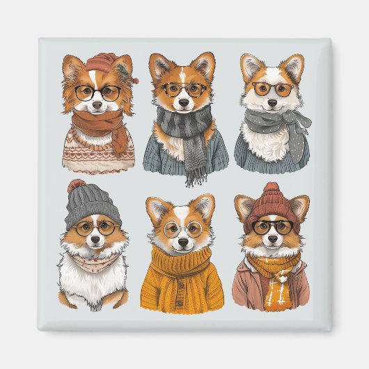 Modische Welsh Corgi Hunde Magnet (Vorne)