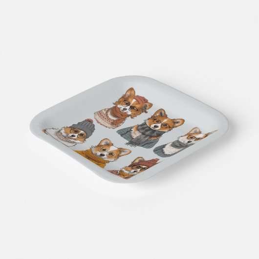 Modische Welsh Corgi Hunde Pappteller (Gewinkelt)