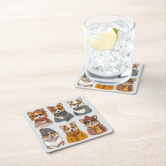 Modische Welsh Corgi Hunde Rechteckiger Pappuntersetzer (Vor Ort)