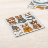 Modische Welsh Corgi Hunde Rechteckiger Pappuntersetzer (angewinkelt)