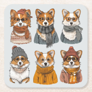 Modische Welsh Corgi Hunde Rechteckiger Pappuntersetzer