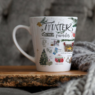 Modische Winterlieblinge   Aquarell-Illustrationen Milchtasse