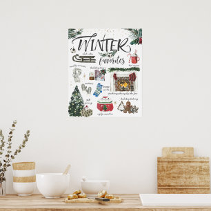 Modische Winterlieblinge   Aquarell-Illustrationen Poster