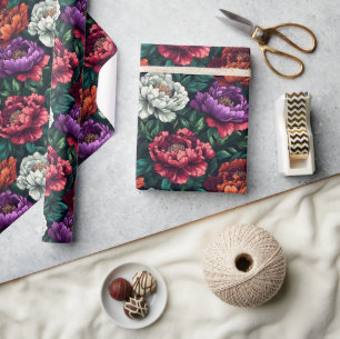 Modische zarte Pfingstrosen-Blumenverpackungspapie Geschenkpapier