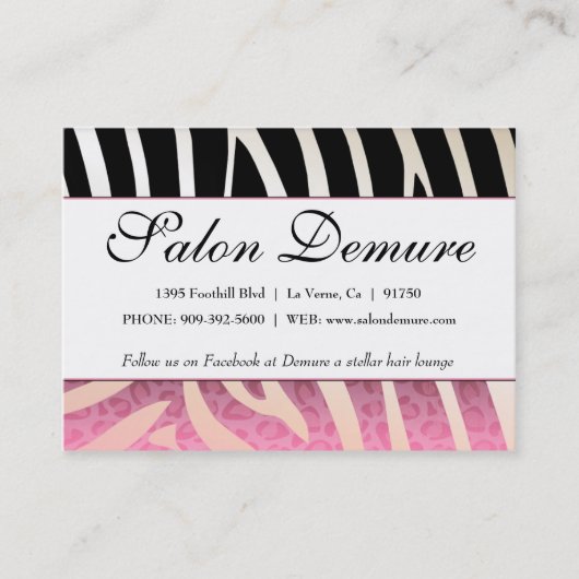 Modische Zebra-u. Visitenkarte (Vorderseite)