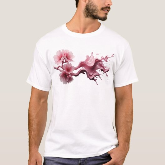 Modischer ABSTRACT FLOWER Mode Druck T-Shirt (Vorderseite)