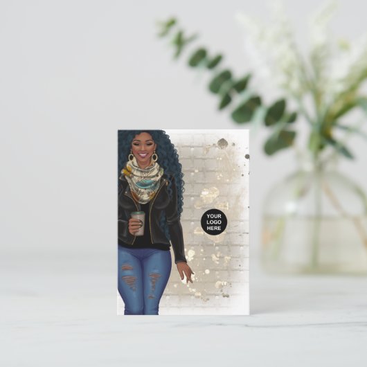 Modischer Afroamerikaner aus Haar und Nägeln Visitenkarte (Stehend Vorderseite)