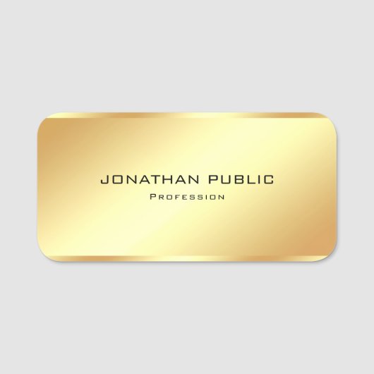 Modischer bezaubernder Goldblick-einfache Namensschild (Vorderseite)