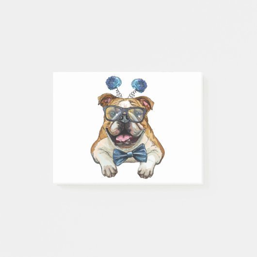Modischer Bulldog-Hipster Post-it Klebezettel (Vorderseite)