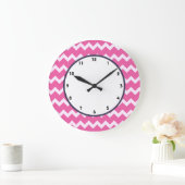 modischer Chevron-Keramik-Weiß-Retro-Takt pink Große Wanduhr (Zuhause)