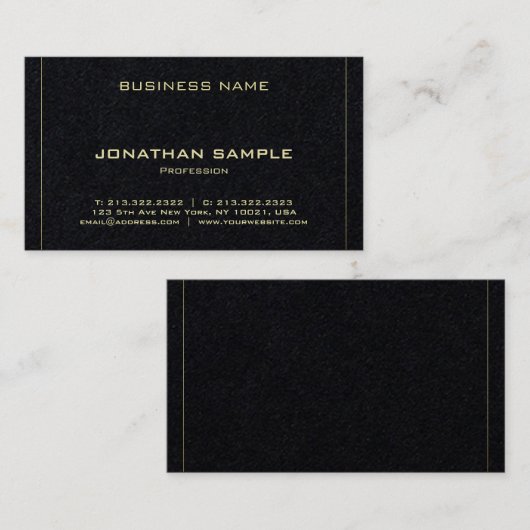 Modischer eleganter glatter schwarzer visitenkarte (Vorne/Hinten)
