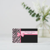 Modischer Event-Planerrosa und schwarzer Zebra mit Visitenkarte (Stehend Vorderseite)