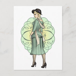 Modischer Gangster - Pinup der 20er Jahre Postkarte