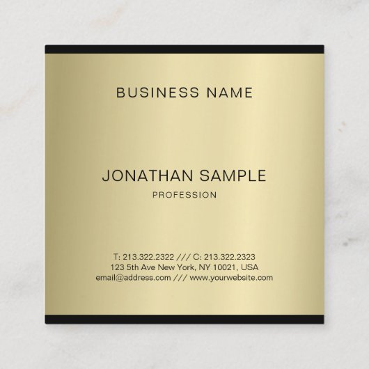 Modischer Glamour Gold Look Beruflich Luxus Quadratische Visitenkarte (Rückseite)