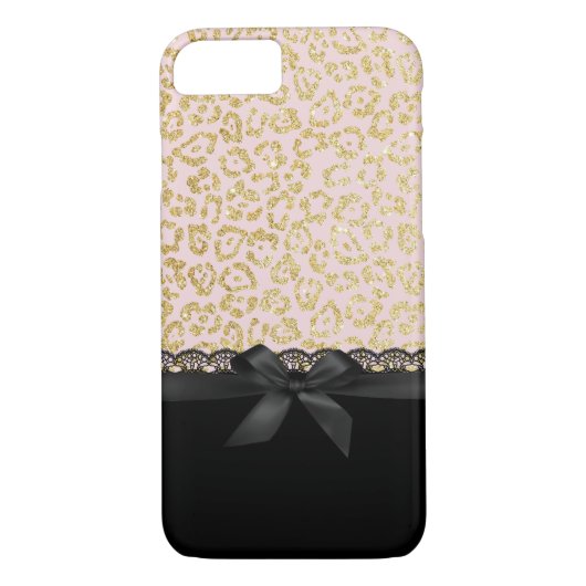 Modischer Goldleopard-Druck-schicke schwarze Case-Mate iPhone Hülle (Rückseite)