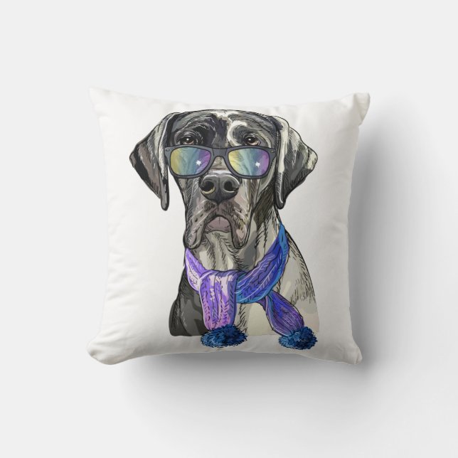 Modischer Great Dane Hipster Kissen (Vorderseite)