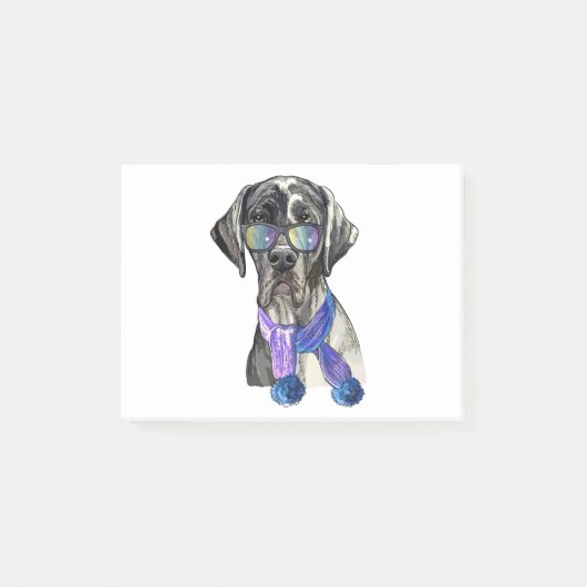 Modischer Great Dane Hipster Post-it Klebezettel (Vorderseite)