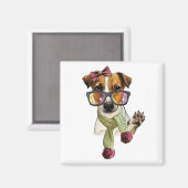 Modischer Jack Russell Terrier Hipster Magnet (Vorderseite/Rückseite)
