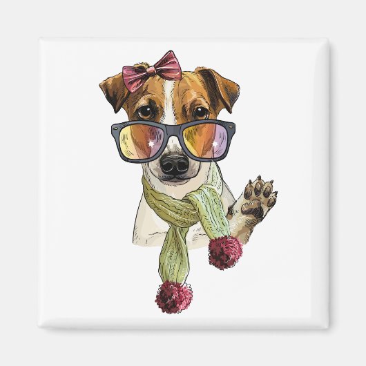 Modischer Jack Russell Terrier Hipster Magnet (Vorne)