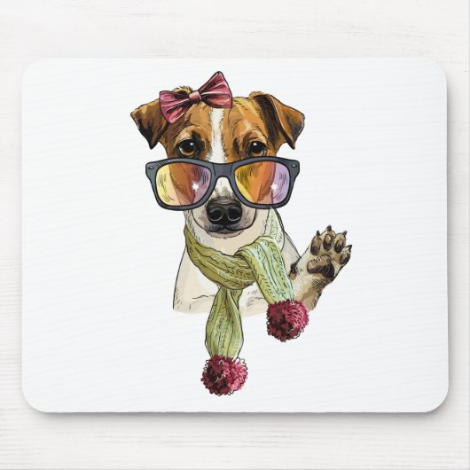 Modischer Jack Russell Terrier Hipster Mousepad (Vorne)