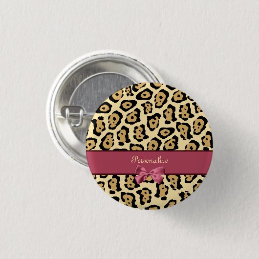 Modischer Jaguar-Druck mit rosa Band-Bogen und Button (Vorne & Hinten)